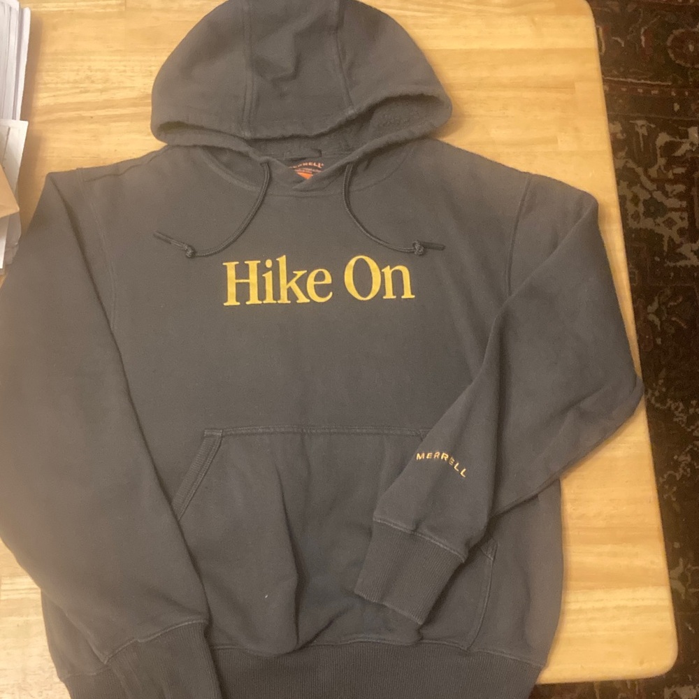 Merrell Charcoal Hoodie with Gold 'Hike On' Design